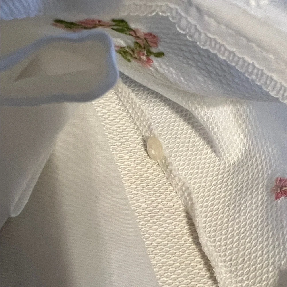 Luli & Me Timeless A Line white pique dress w/pink embroidery and bows size 6M - Picture 10 of 11